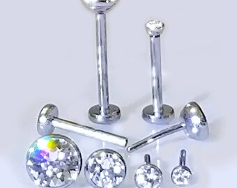 20g 18g 16g Clear TITANIUM PUSH PIN Custom 4-10mm Small Back Post Threadless Jewelry Cartilage Helix Tragus Nose Nostril Lobe Earring~1 Stud