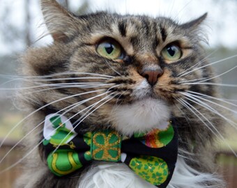 St. Patricks Day bow tie cat collar, St. Patricks Day cat bow tie collar, St. Patricks Day, St. Patricks Day kitten collar bow tie, cat gift