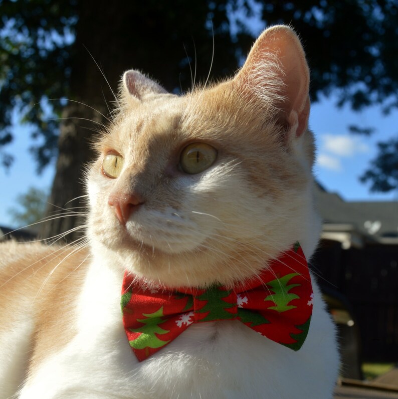 Christmas Tree Cat Collar Cat Bow Tie for Christmas Cat Bow Etsy