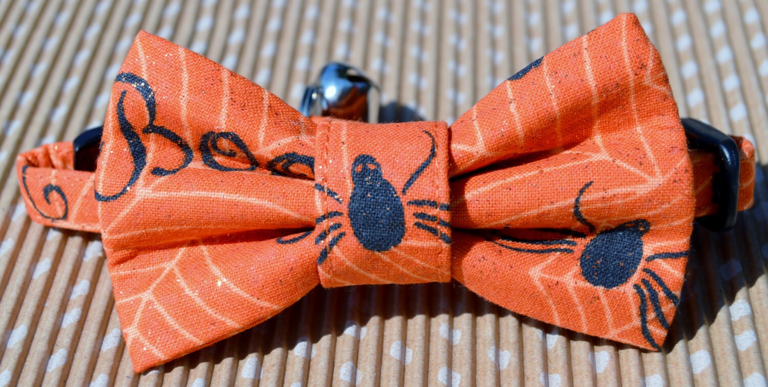 Halloween Cat Collar Halloween Cat Bow Tie Halloween Costume Etsy