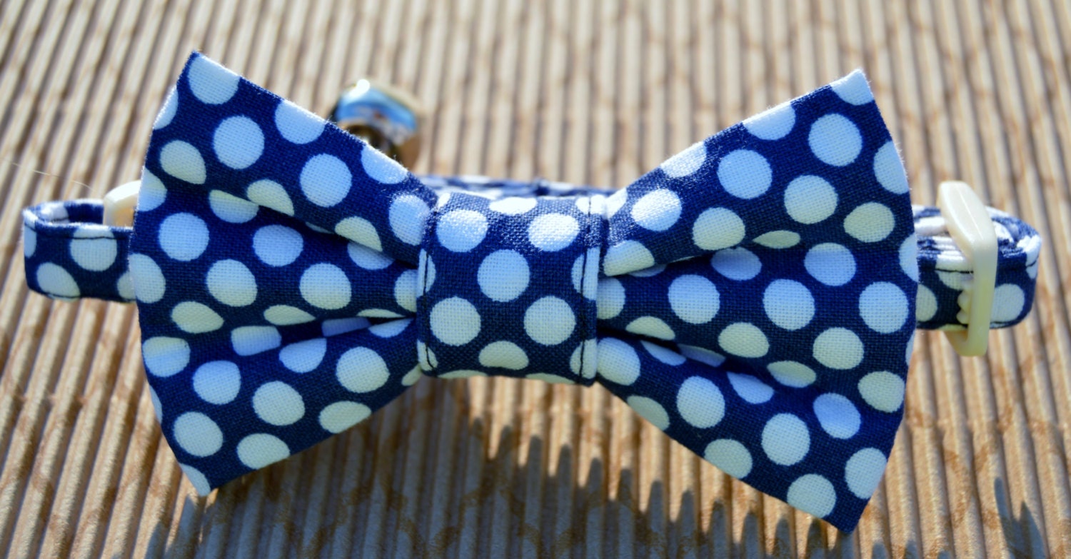 Blue Polka Dot Cat Bow Tie Cat Collar Bow Tie Cat Collar Etsy