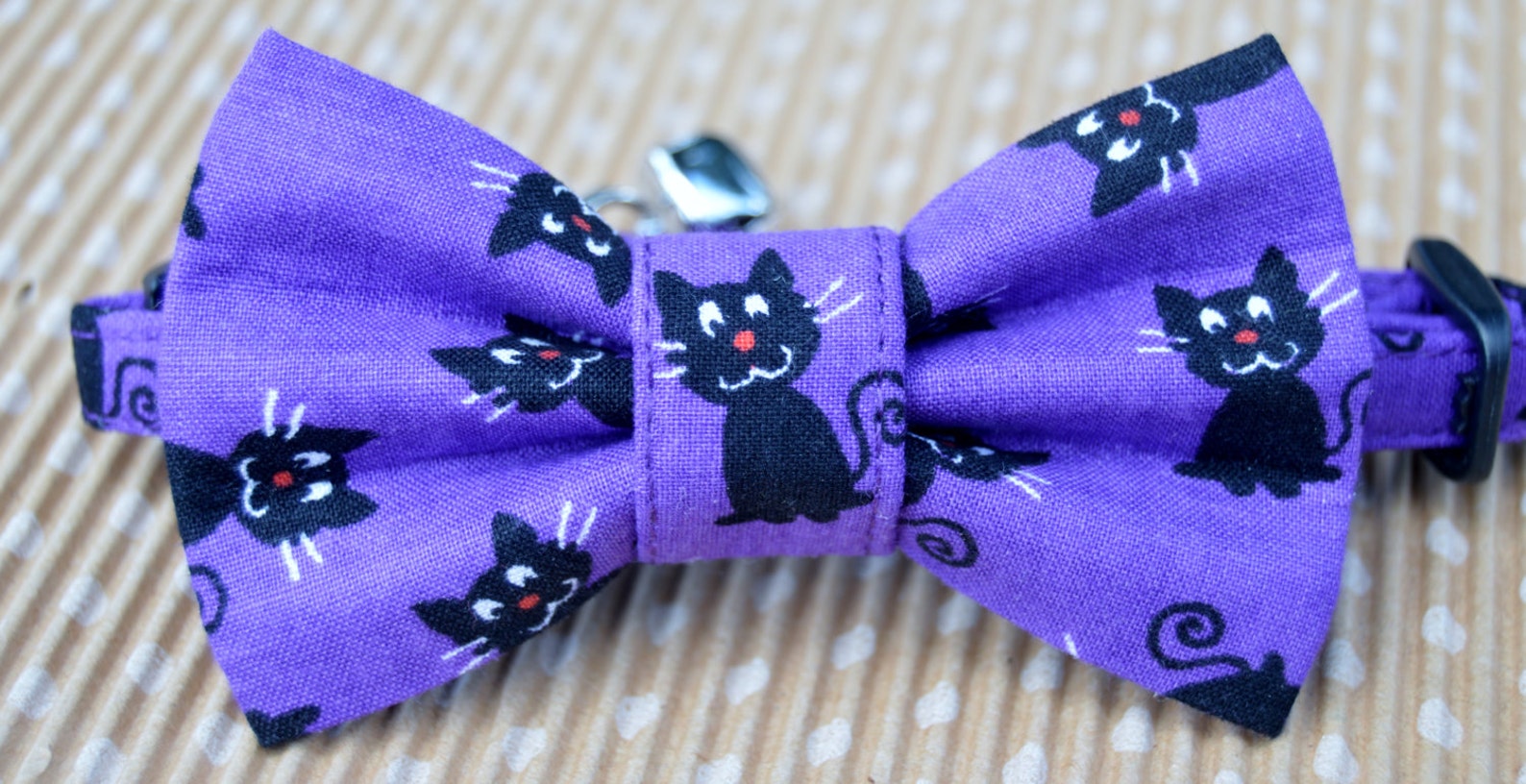 Black Cat Halloween Cat Collar Halloween Cat Bow Tie Etsy