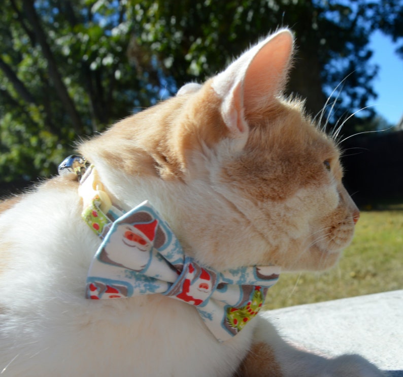 Scenes of Christmas bow tie cat collar Santa cat collar | Etsy