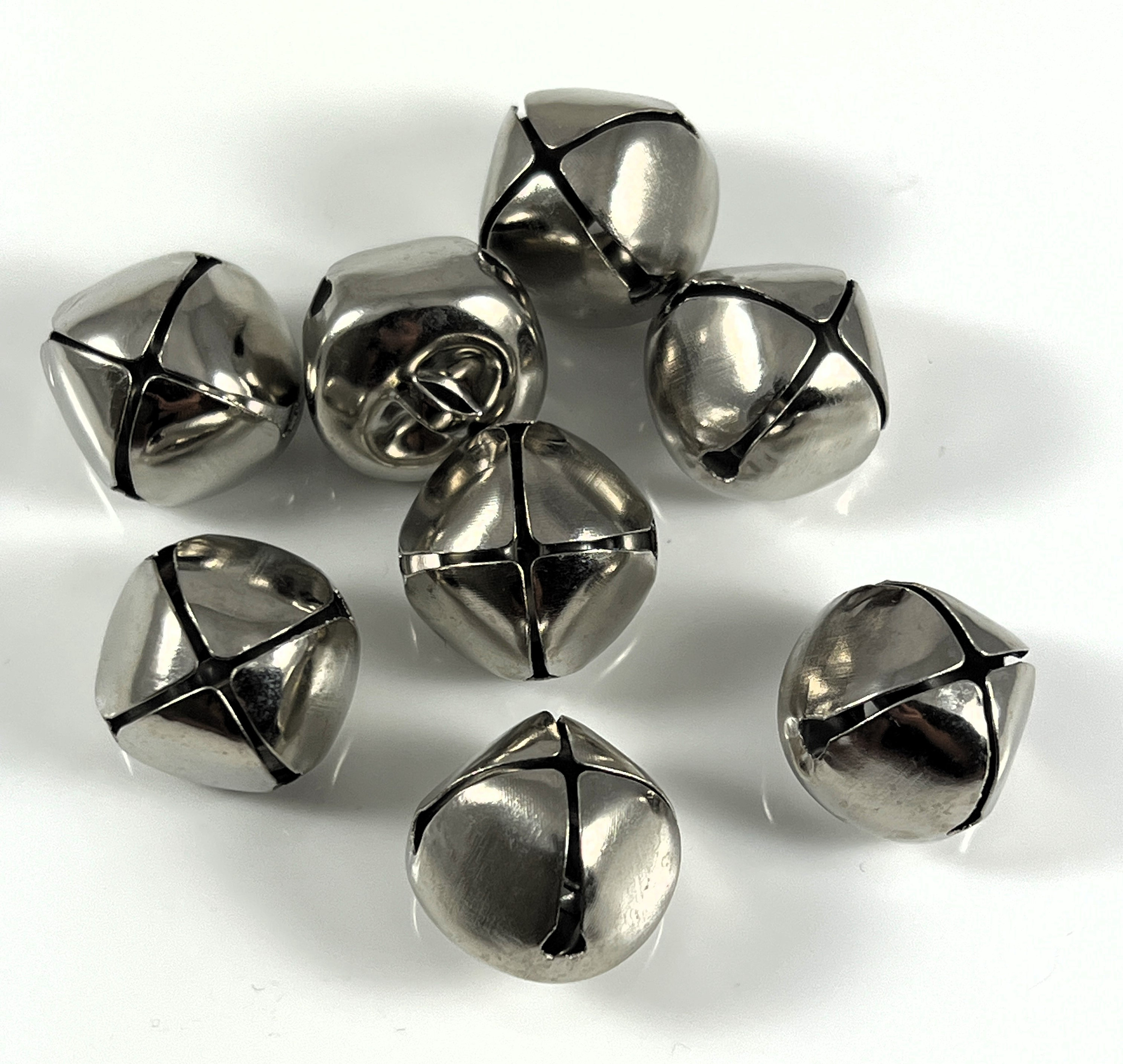 Pack of Eight 3/4-inch Silver Jingle Bells 3/4-inch Craft 