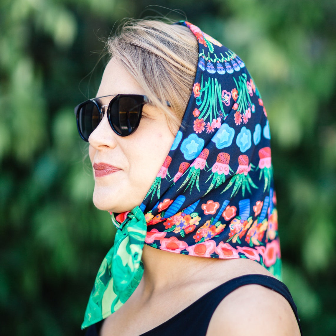 Unique Headscarf. Light Flower Print Scarf. Fashion Wrap. | Etsy