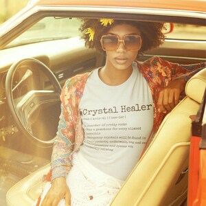 Crystal Healer Definition Tee, Motivational Spiritual T-shirt, Women&#39;s Inspirational Top, Self Love T Shirt, Comfy Yoga Funny Sayings Shirt