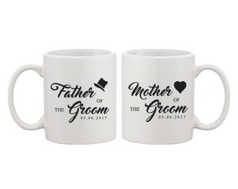 Moeder en Vader van de Bruidegom - Gepersonaliseerde Mug Gift Set - Bruidsfeest Geschenken -