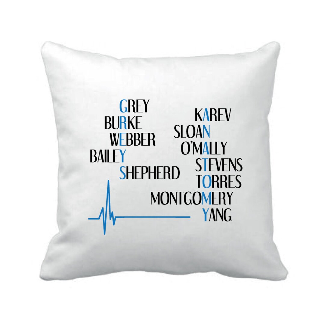 Character Names Grey's Anatomy Inspired Cushion Cover Etsy