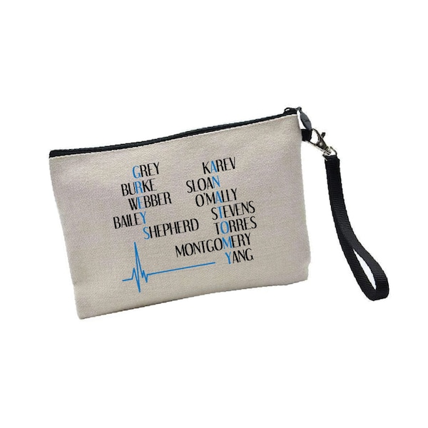 Character Names - Grey's Anatomy Inspired - Cosmetic Bag - Make Up Bag - Gift