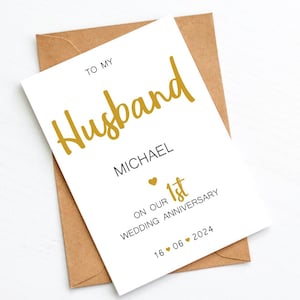 Tarjeta de aniversario de bodas personalizada para el esposo