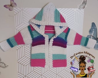 Crochet Toddler Hooded Cardigan pattern