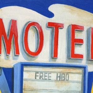 Motel Sign Painting Print, Giclee from an Original Painting of the Ferns Motel Sign by Debbie Shirley image 1