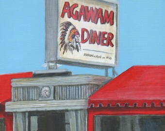 Diner Art - Agawam Diner Giclee of Nostalgic Painting, Limited Edition Art Print  by Debbie Shirley