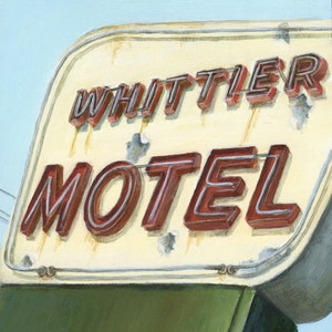 Whittier Motel Giclee, stampa artistica in edizione limitata da un dipinto originale di Debbie Shirley