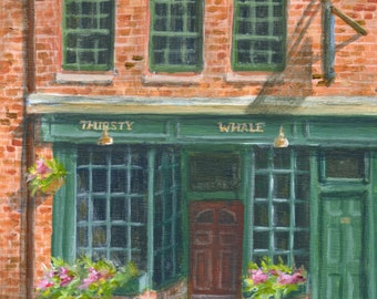 Thirsty Whale Print, Fine Art Giclee of Newburyport Bar, Print from Painting by Debbie Shirley