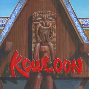 Kowloon Restaurant Sign Fine Art Print, Tiki Midcentury Polynesian Style, Limited Edition Giclee Route 1 Roadside Art by Debbie Shirley