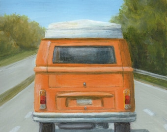 VW Van Car Print, Transportation Art, Limited Edition Giclee from an Original Painting by Debbie Shirley