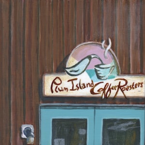 Plum Island Coffee Roasters Print, Fine Art Giclee of Newburyport Coffee Shop Painting by Debbie Shirley