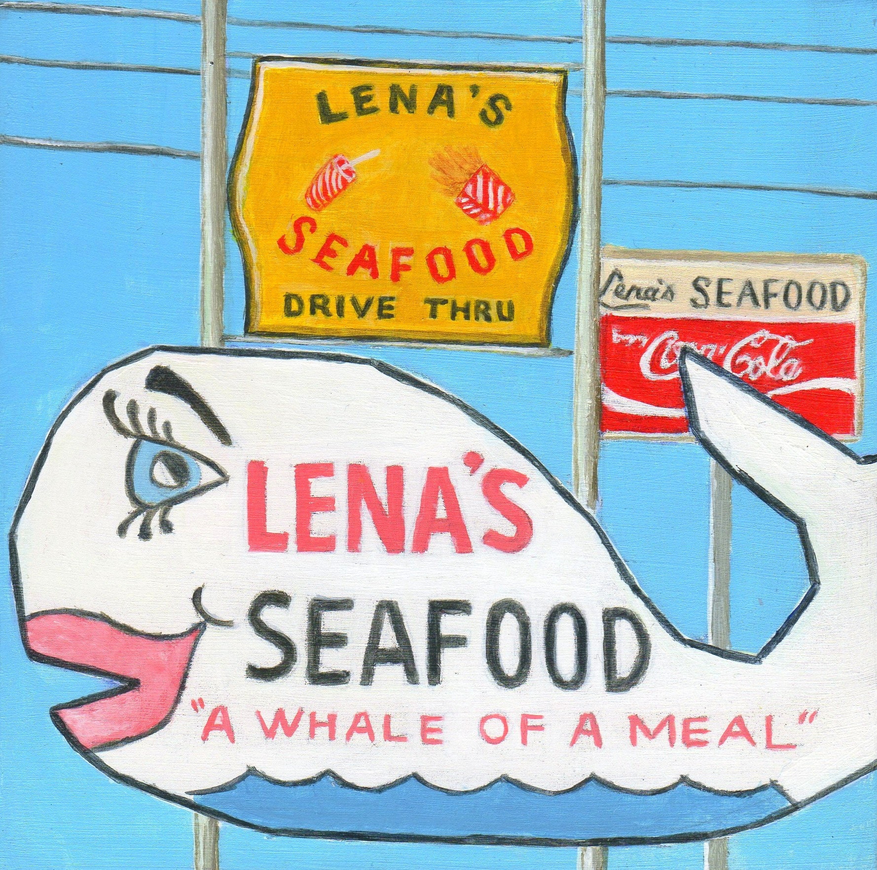Lena's Seafood Clam Shack Sign Art Print: Iconic Salisbury Whale Sign ...