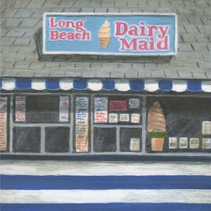 Dairy Maid, Ice Cream Stand Print, Limited Edition Giclee of an Original Painting by Debbie Shirley