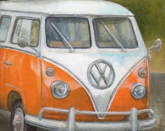 VW Camper Van Print, Transportation Art, Limited Edition Giclee from an Original Painting by Debbie Shirley