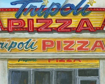 Tripoli Pizza Limited Edition Giclee Print, Art Print from Original Painting, Salisbury Beach by Debbie Shirley