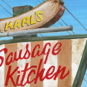 Karl&#39;s Sausage Kitchen Route 1 Print from an Original Painting, Limited Edition Fine Art Print Roadside by Debbie Shirley