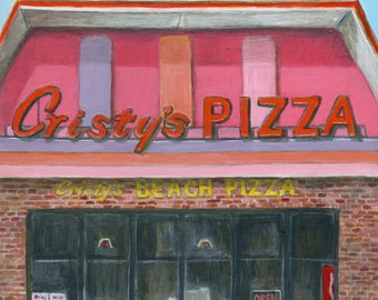 Cristy's Pizza Salisbury Beach, Limited Edition Giclee Print, Art Print from Original Painting by Debbie Shirley