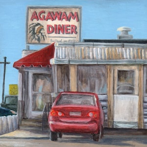 Agawam Diner Print of Diner Painting, Limited Edition Art Print Giclee by Debbie Shirley