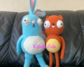 PDF Crochet Kiff Barry Squirrel Bunny Doll Pattern Blue Buns Fan Art K.Bella Jolie Kawaii, Pattern ONLY
