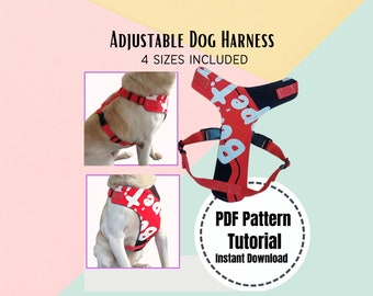 DIY Dog Harness Adjustable Cat Pattern Dog Accessories Choke-free Vest Cat Harness Digital Sewing Pattern Tutorial PDF Template for Dog Pet