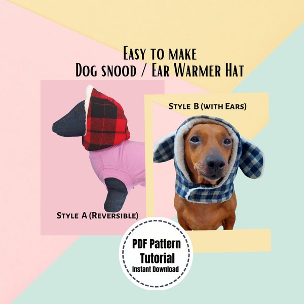 Dog Snood Ear Warmer Hat for Dog Ear Protection DIY Winter Hat for Cat Beanie Dog PDF Tutorial Digital Sewing Pattern Bundle Cat Ear Warmer