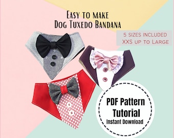 Dog Tuxedo Bandana Sewing Pattern: Wedding Pet Scarf (PDF Pattern)