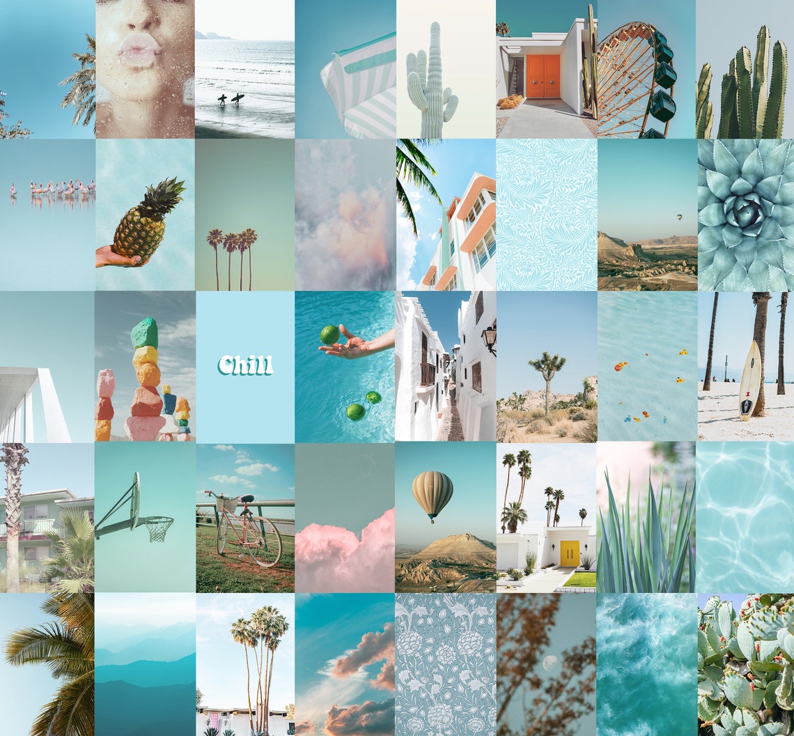 Aesthetic Collage Kit Blue Wall Collage DIGITAL Blue Etsy