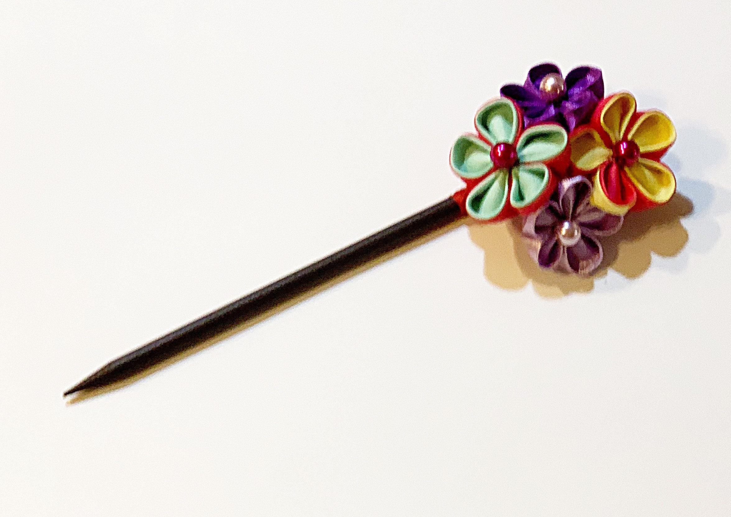 Bridal Hair Accessory Kanzashi Hair Stick Made With Multicolor Etsy Canada