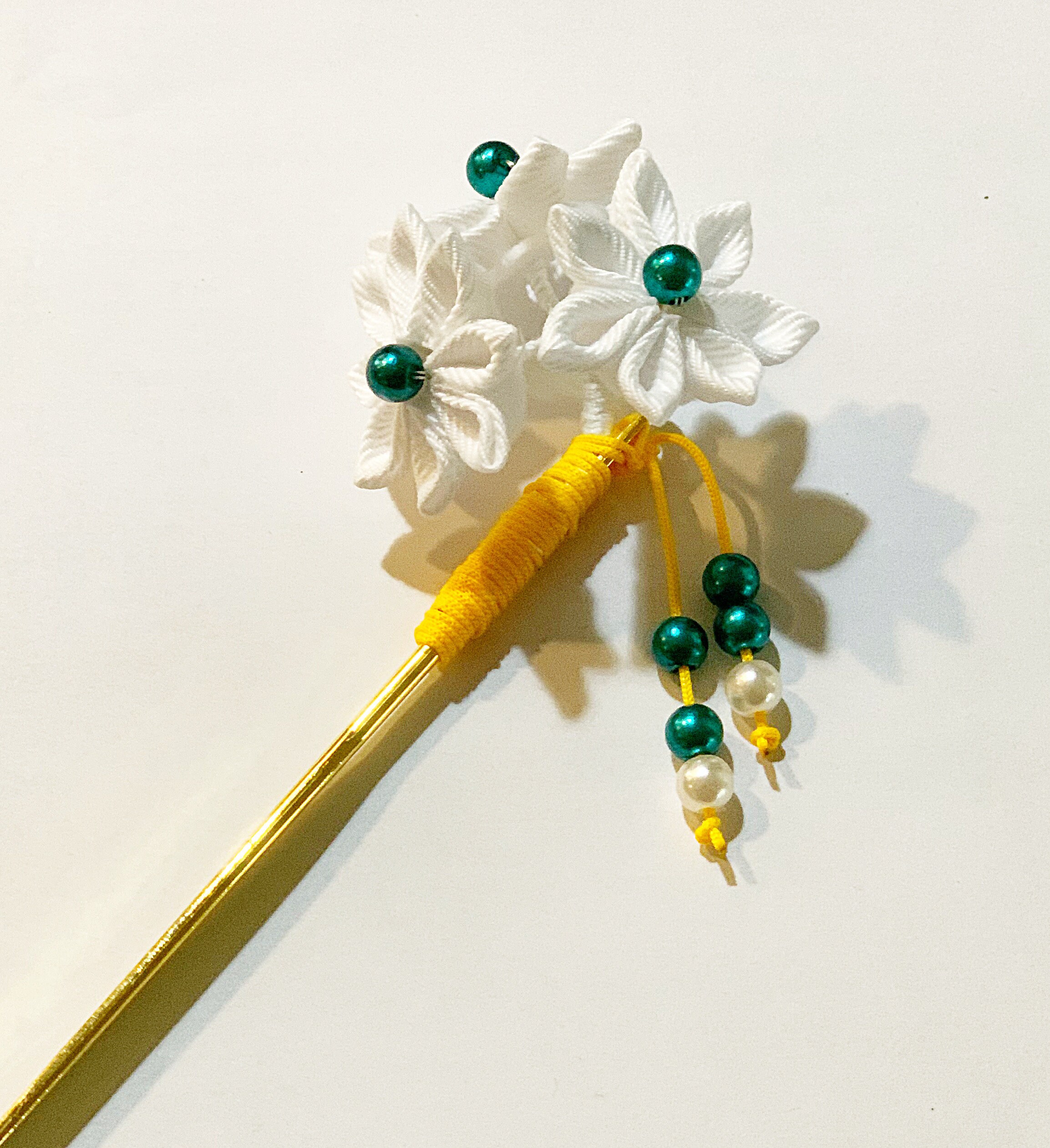 Bridal Hair Accessory Kanzashi Hair Stick Made With Ribbon Etsy Sweden