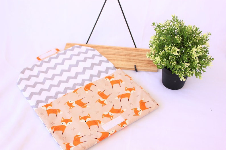 baby changing mat Fox baby mat orange unisex baby gift Baby changing pad diaper bag beige Woodland baby shower