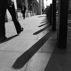 Street photography, taken in Great Portland Street, London, England, Man Walking Print, Foot Print, Urban Photography, Classic Photography