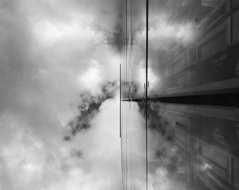 Black And White Abstract Architecture Photography Print, Sky Photography, Sky Print, Reflection, Sky Wall Art, Abstract Photography, Soho
