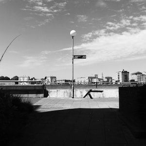 Minimalist Black And White London Cityscape Photography Print, River Thames Print, Thames, Thames Path, Isle Of Dogs, London, England
