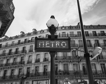 Paris Art Print, Paris Photography, Paris Black And White Photography, Room Decor, Wall Art, Metro Print, French Decor, Travel Print