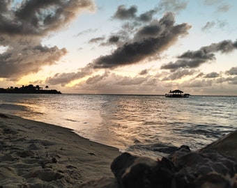 Dickenson Bay Print, Antigua Print, Antigua Photography, Antigua Wall Art, Beach Photography, Beach Print, Tiki Bar Print, Tiki Boat, Travel