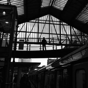 Earl's Court, Silhouette Art, London Print, Silhouette Picture, Silhouette Print, Silhouette Photography, Black And White, Train Print, Art image 1