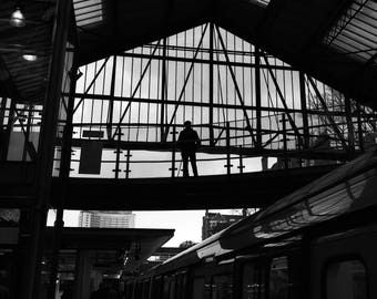 Earl's Court, Silhouette Art, London Print, Silhouette Picture, Silhouette Print, Silhouette Photography, Black And White, Train Print, Art