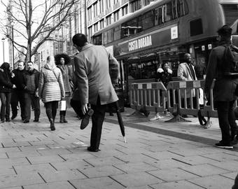 Black And White Photography, London Print, Oxford Street, Oxford Circus, Street Photography, Foot Print, City Print, Fine Art, Wall Decor