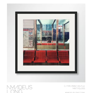 Bus Stop Art, Bus Station Print, Vauxhall Print, London Print, Red Art, Red Photography, Transport Print, Travel Art, Chair Print, Bench Art image 3