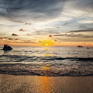 Phuket Print, Phuket Beach, Phuket Photography, Thailand Print, Thailand Beach, Karon Beach, Phuket Sunset, Jet Ski Print, Sea, Beach, Ocean