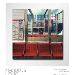 Bus Stop Art, Bus Station Print, Vauxhall Print, London Print, Red Art, Red Photography, Transport Print, Travel Art, Chair Print, Bench Art image 2