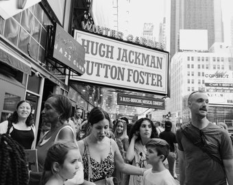 New York City Print, Street Photography, Hugh Jackman, Broadway Print, Theatre Print, Theatre District, Broadway New York, America, BW Print