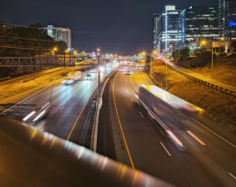 Nashville Photography, Nashville Print, Tennessee Print, America Print, Nashville At Night, Night Photography, Traffic Print, Highway Print